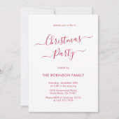 Modernes Rotkalligrafie Weihnachtsfest-Party Einladung (Vorderseite)