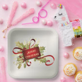 Modernes Rotweihnachtsschild Pappteller (Party)