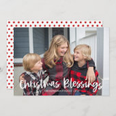 Modernes Rotweihnachtssegment-Foto Feiertagskarte (Vorne/Hinten)