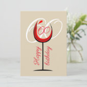 Modernes Rotwein Glas 60. Geburtstag (Stehend Vorderseite)