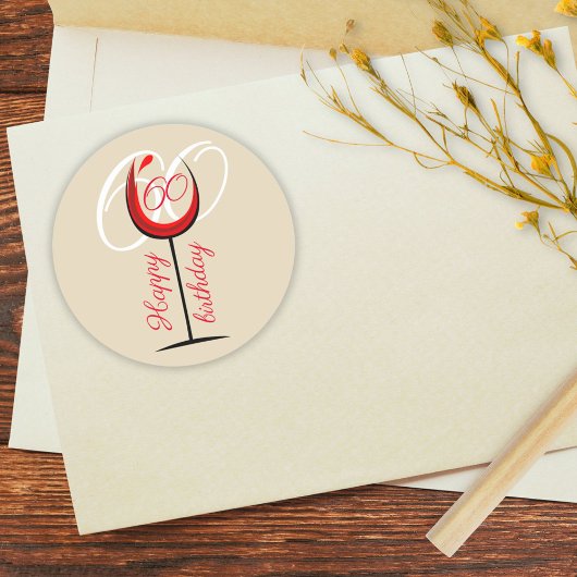 Modernes Rotwein Glas 60. Geburtstag Runder Aufkleber