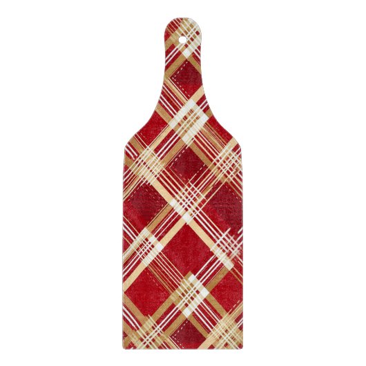 Modernes, rotweißes, Kariertes Muster Schneidebrett (Vorderseite)