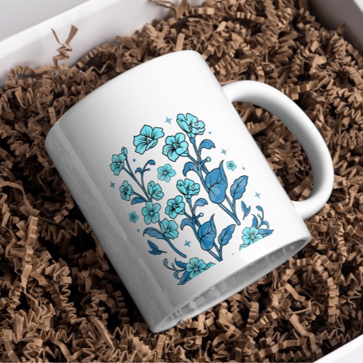 Modernes ROYAL BLAUE Floral PERSONALISIEREN Tasse