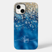 Modernes Royal Blue Foil Gold Imitate Glitzer Mono Case-Mate iPhone Hülle (Rückseite)