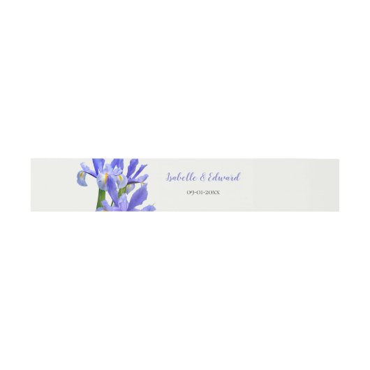 Modernes Royal Blue Irises Floral Bouquet Wedding Einladungsbanderole (Flach)