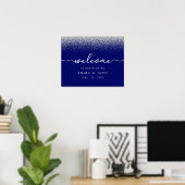 Modernes Royal Blue mit Silver Glitzer Wedding Poster (Heimbüro)