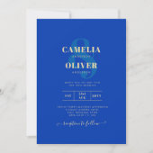 Modernes Royal Blue Monochrome Wedding INVITE Einladung (Vorderseite)