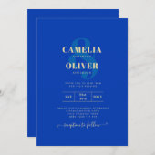 Modernes Royal Blue Monochrome Wedding INVITE Einladung (Vorne/Hinten)