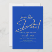 Modernes Royal Blue Monochrome Wedding INVITE Einladung (Vorderseite)