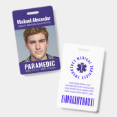 Modernes Royal Blue Paramedic Foto ID Ausweis (Vorder- & Rückseite)