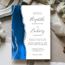 Modernes Royal Blue Silver Agate Wedding