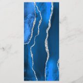 Modernes Royal Blue Silver Agate Wedding Menükarte (Rückseite)