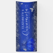 Modernes Royal Blue Silver Gown Quinceañera Willko Banner (Vertikal)