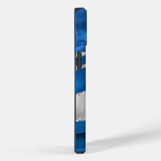Modernes Royal Blue und Silver Agate Monogram Case-Mate iPhone Hülle (Rückseite / Rechts)