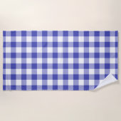 Modernes Royal Blue White Gingham Pattern Strandtuch (Vorderseite)