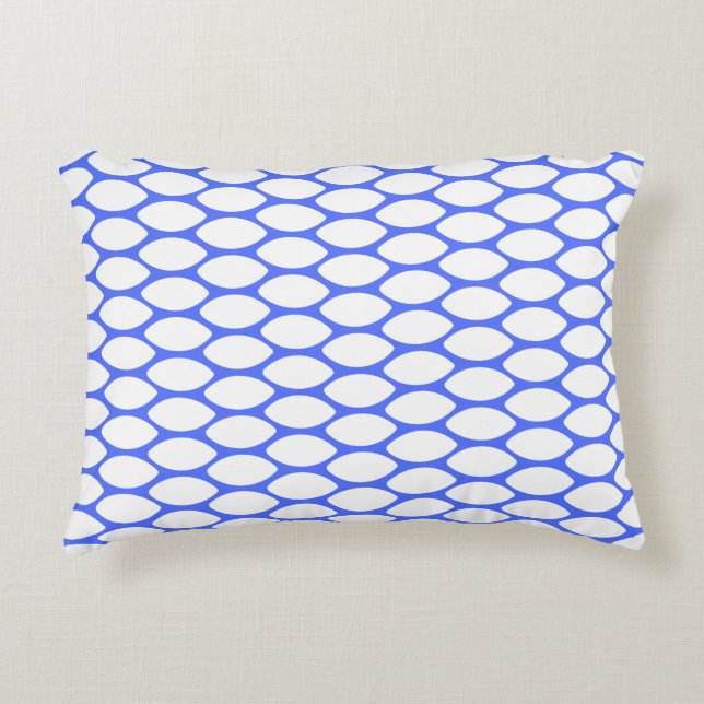 Modernes Royal Blue White Pattern Accent Pillow Dekokissen (Vorderseite)