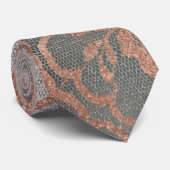 Modernes Royal Pink Rose Gold Powder Lace Aquamari Krawatte (Gerollt)
