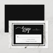 Modernes RSVP aus Marmor und Schwarz-Hochzeit Karte (Vorne/Hinten)