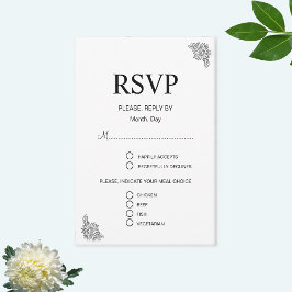 Modernes RSVP für Bläserschwarz und Weiß Karte