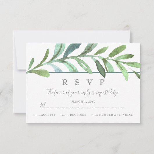 Modernes RSVP für Botanische Hochzeiten Karte (Vorderseite)
