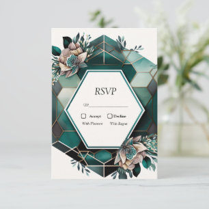 Modernes RSVP für die Hochzeitsszenierung mit grün Karte
