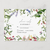 Modernes RSVP für die Wildblume Watercolor Einladungspostkarte (Vorderseite)