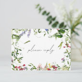 Modernes RSVP für die Wildblume Watercolor Karte (Stehend Vorderseite)