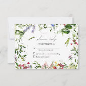 Modernes RSVP für die Wildblume Watercolor Karte (Rückseite)