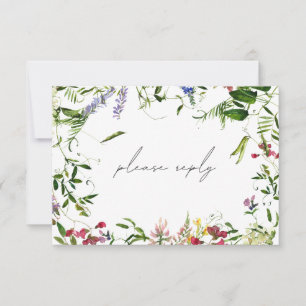 Modernes RSVP für die Wildblume Watercolor Karte