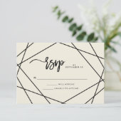 Modernes RSVP für Ecru und Black Geometric Wedding (Stehend Vorderseite)