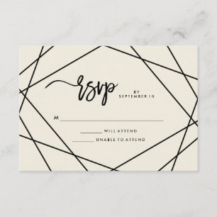 Modernes RSVP für Ecru und Black Geometric Wedding Karte