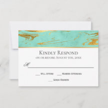 Modernes RSVP für Elegance Mint und Gold Wedding