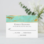 Modernes RSVP für Elegance Mint und Gold Wedding Karte (Stehend Vorderseite)