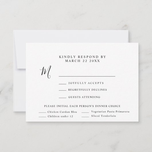 Modernes RSVP für Minimalistische Hochzeiten + 4 A (Rückseite)