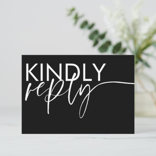 Modernes RSVP für Schwarz-Weiß-Hochzeit (Stehend Vorderseite)