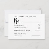 Modernes RSVP für Schwarz-Weiß-Hochzeit (Rückseite)