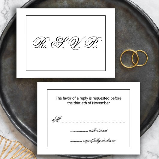 Modernes RSVP für Schwarz-Weiß-Hochzeit Karte