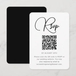 Modernes RSVP für Schwarz-Weiß-Hochzeiten mit QR-C Karte