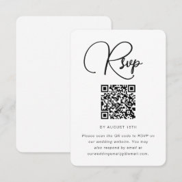 Modernes RSVP für Schwarz-Weiß-Hochzeiten mit QR-C Karte