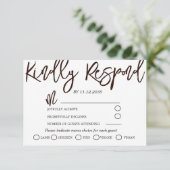 Modernes RSVP für Schwarz-Weiß-Kalligrafie (Stehend Vorderseite)
