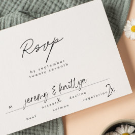 Modernes RSVP für Schwarz-Weiß-Text-Hochzeit