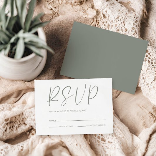 Modernes RSVP für weiße und weiße Hochzeit