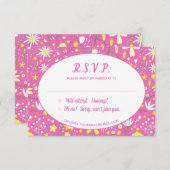 Modernes RSVP mit Blumenrosa-Hochzeit Begleitkarte (Vorne/Hinten)