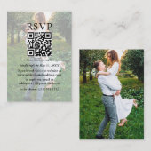 Modernes RSVP QR Overlay-Foto für Minimalistische Begleitkarte (Vorne/Hinten)