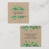 Modernes RUSTIC Wasserfarbenes tropisches Grün Quadratische Visitenkarte (Vorne/Hinten)