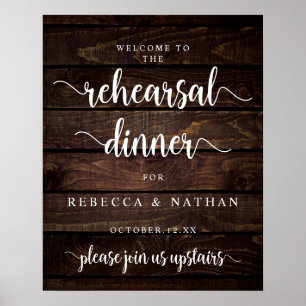 Modernes rustikales Abendessen bei Hochzeit Probe Poster