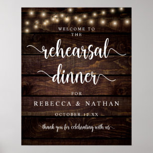 Modernes rustikales Abendessen mit Hochzeit und Pr Poster