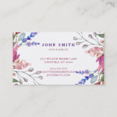 Modernes Rustikales Aquarell Blumengesteck Visitenkarte (Rückseite)