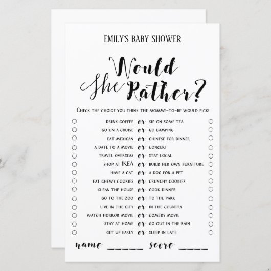 Modernes Rustikales Baby-Duschspiel (Vorne/Hinten)