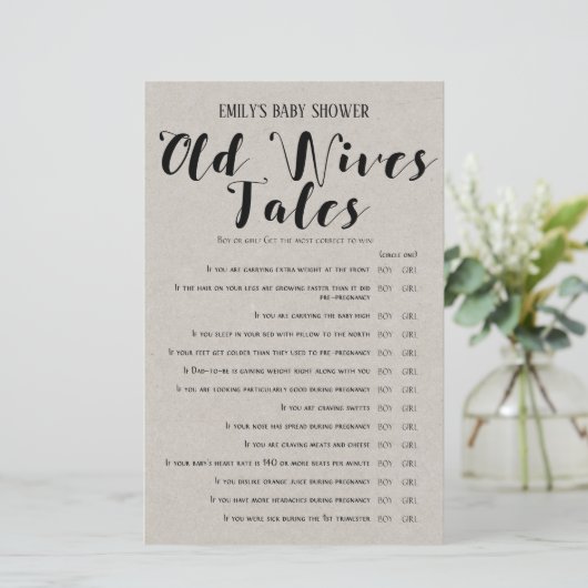 Modernes Rustikales Baby-Duschspiel (Stehend Vorderseite)